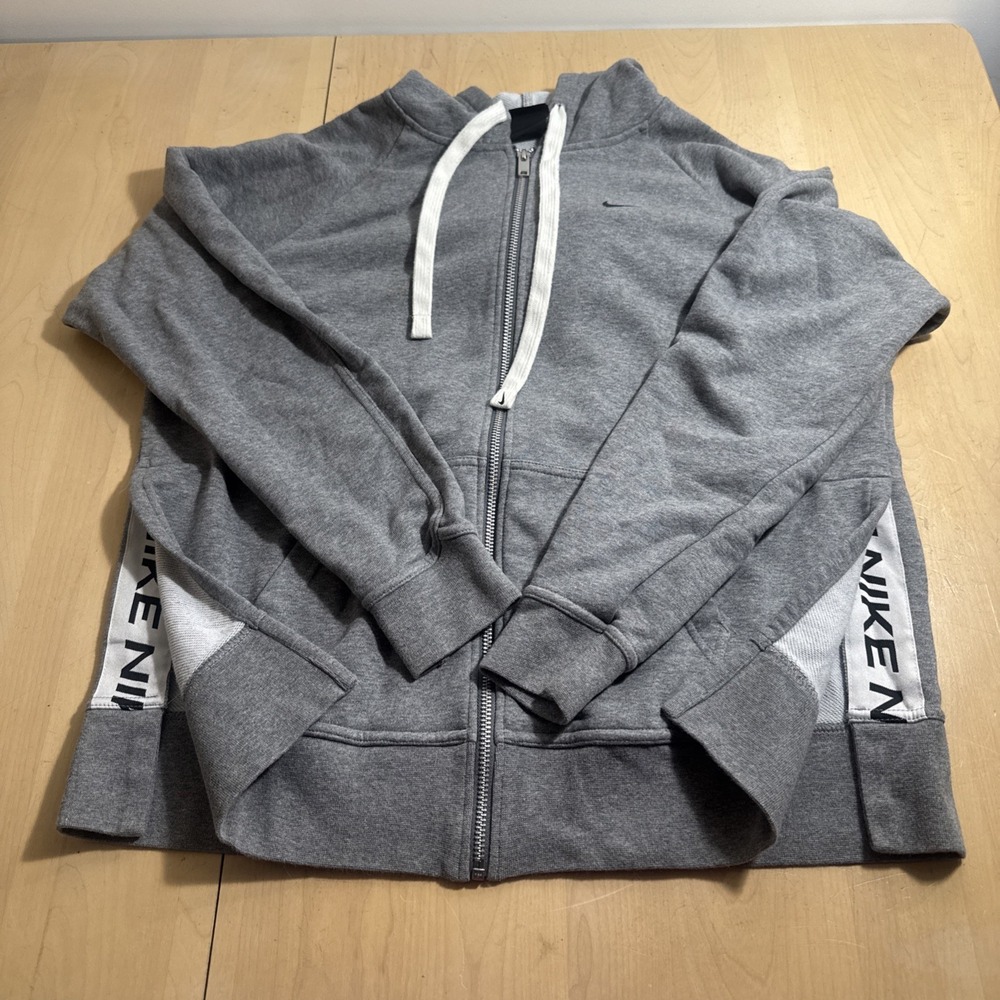 Nike Dri-FIT Women's Full-Zip Training Hoodie‎ Loose Fit M Black CU7009-091 Gray